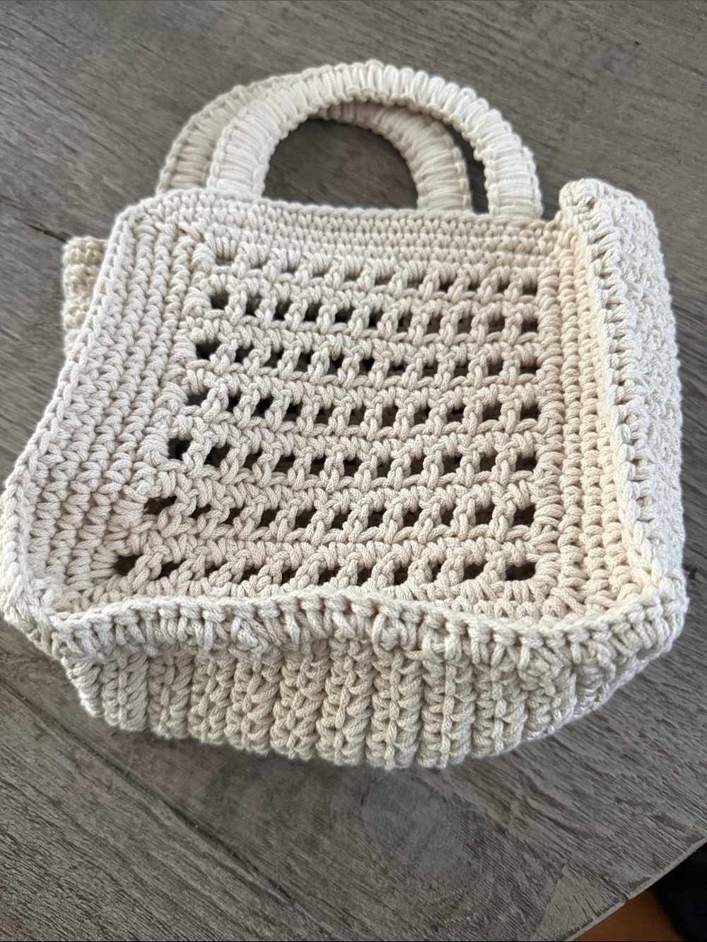 J. Crew Cream Crochet Mini Tote cotton crochet